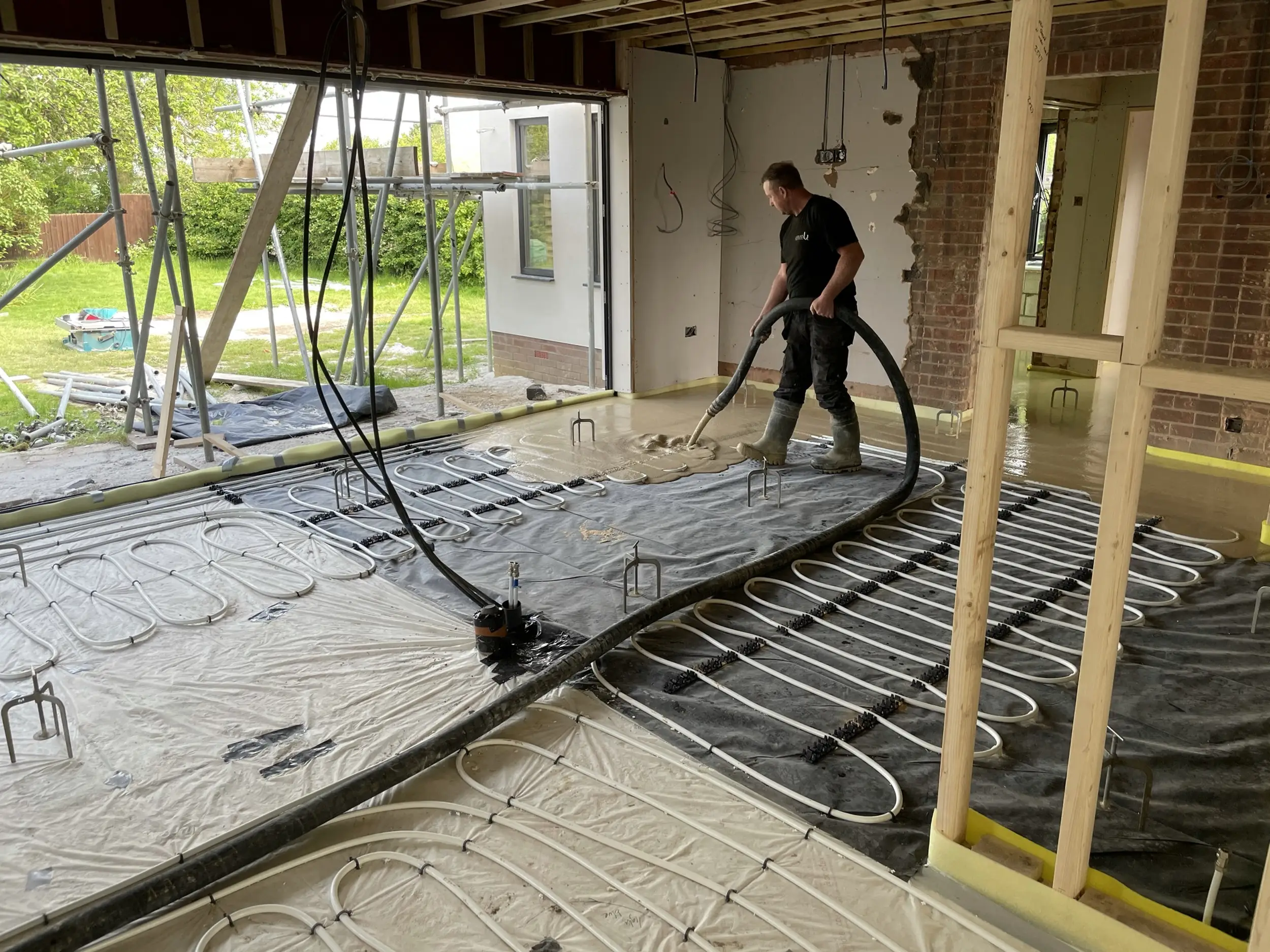 Commercial underfloor works being installed
